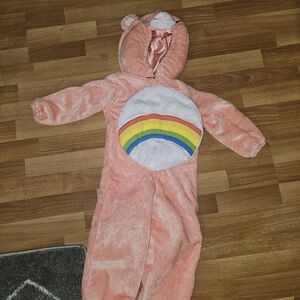 Cute Pink Vintage Care Bear Onesie with Rainbow